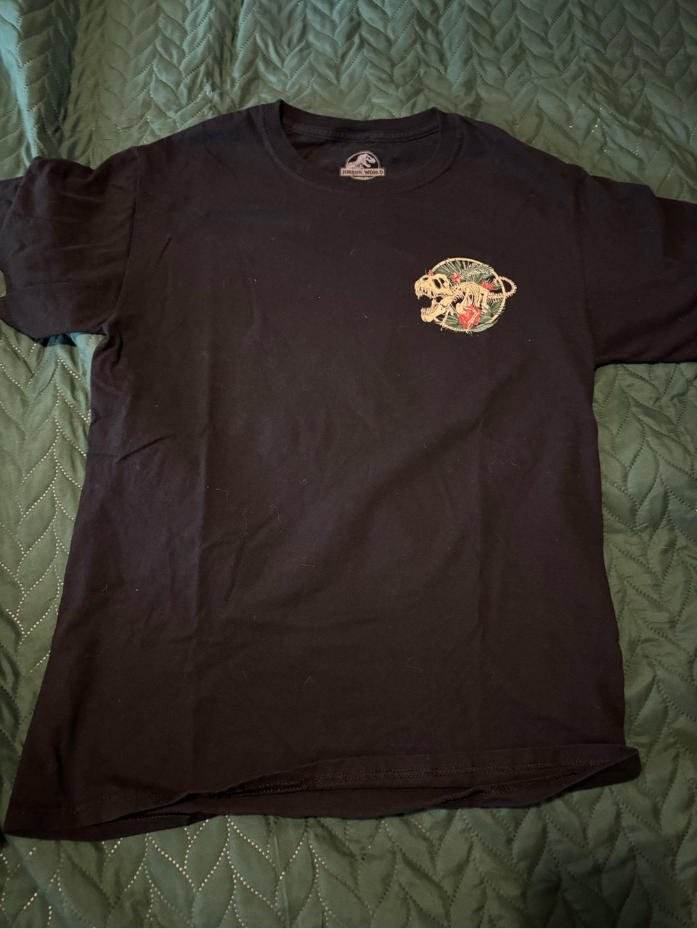 Jurassic World Black Graphic Men’s T-Shirt with Chest Emblem